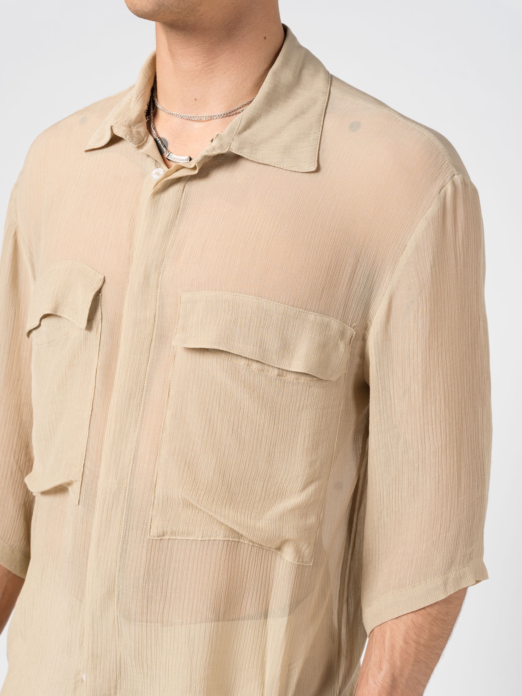 Lightweight Textured Button-Up Shirt