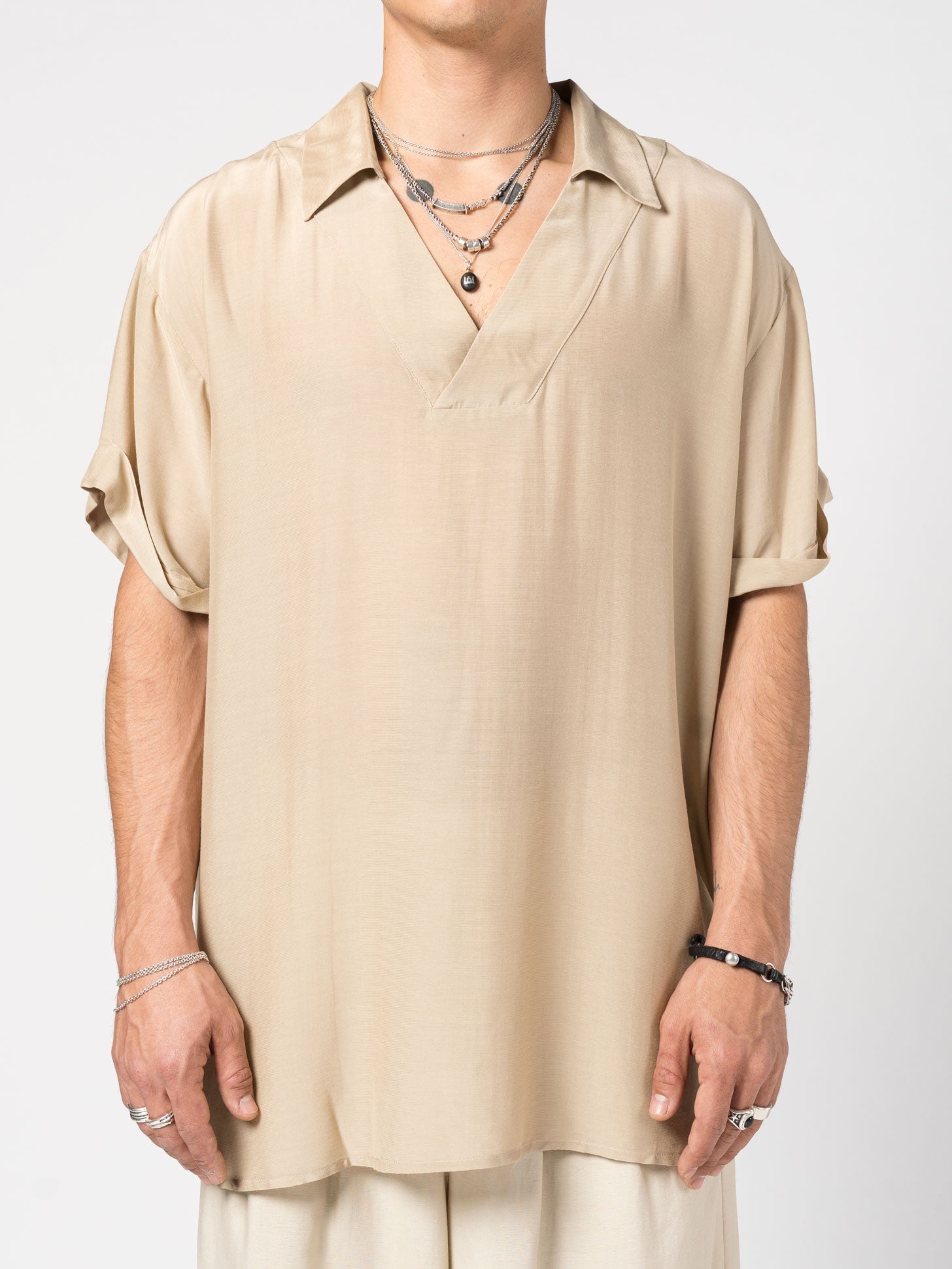 Relaxed-Fit Open-Collar Shirt