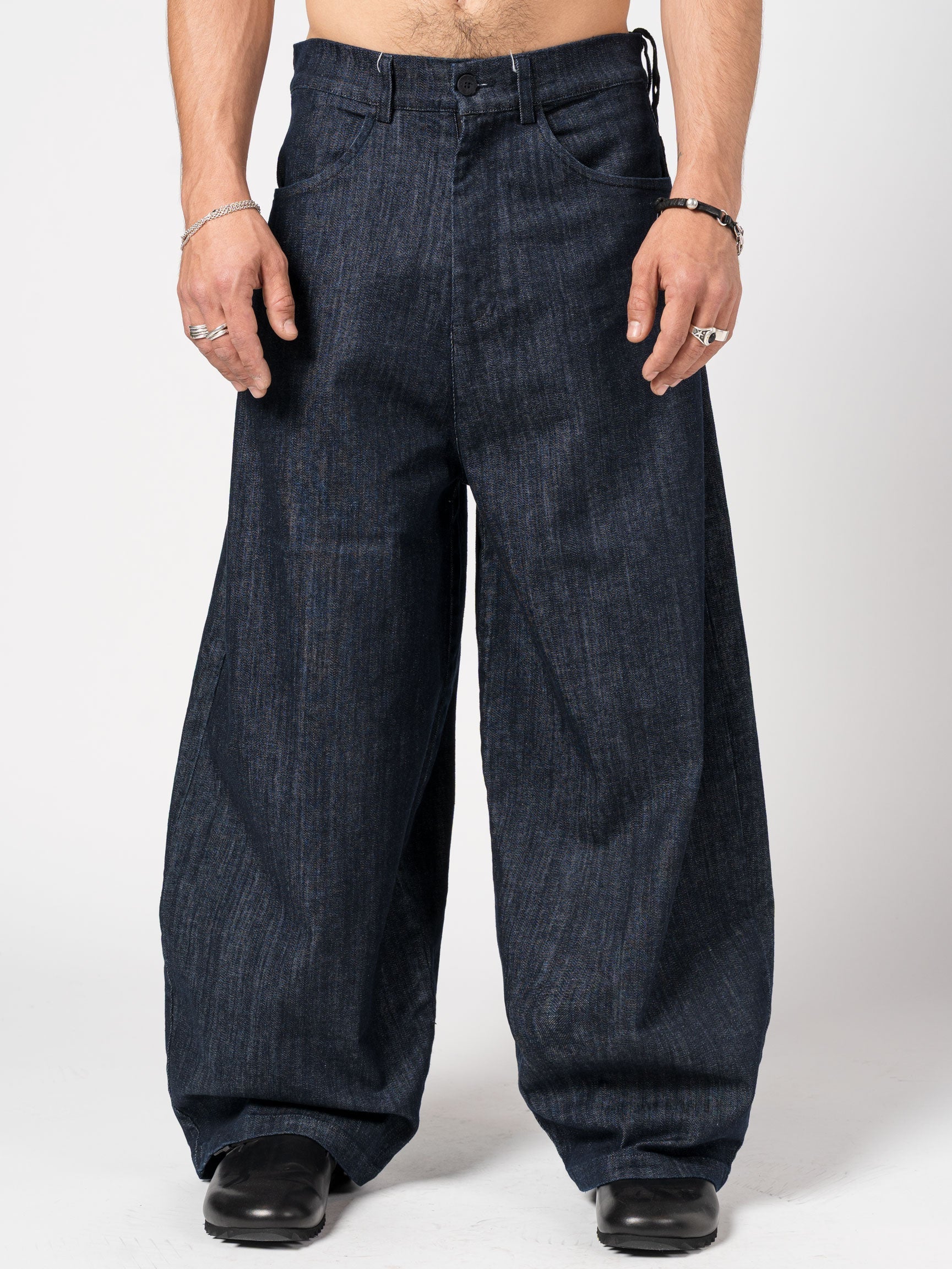 Wide-Leg Denim Trousers