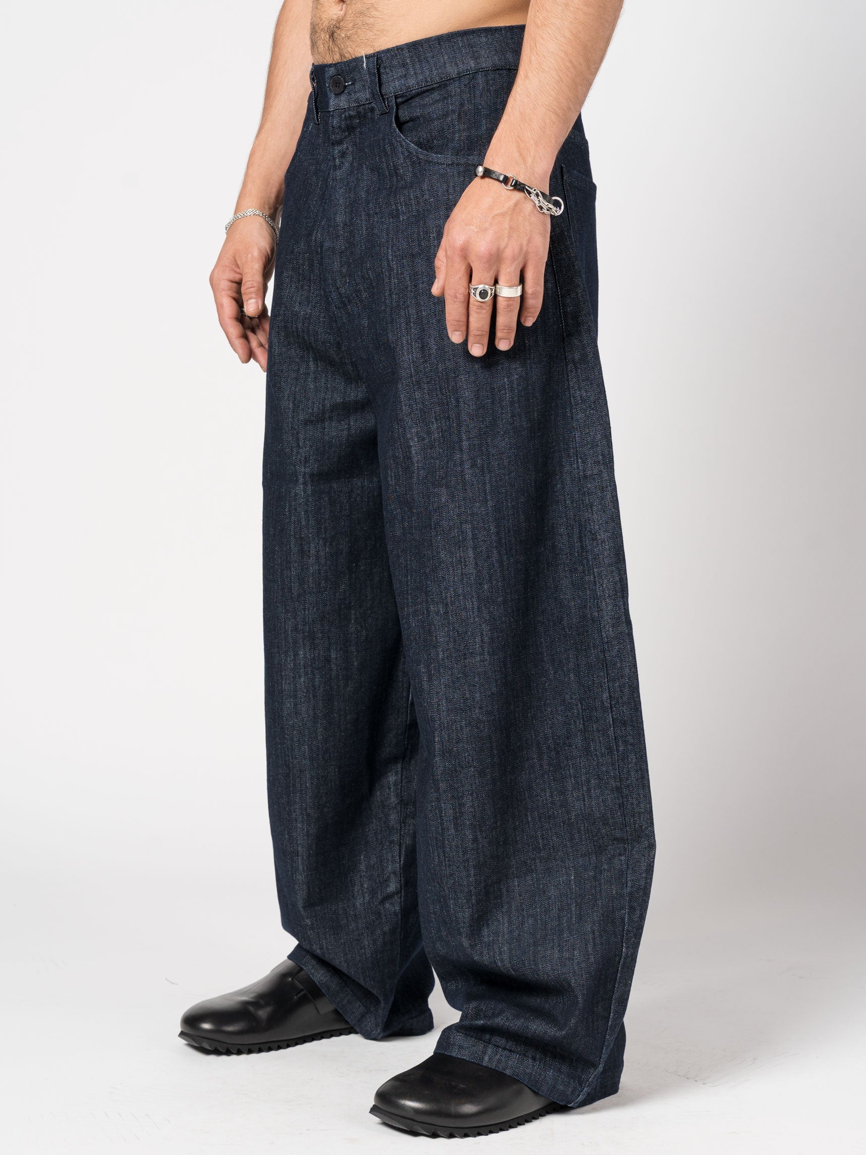 Wide-Leg Denim Trousers