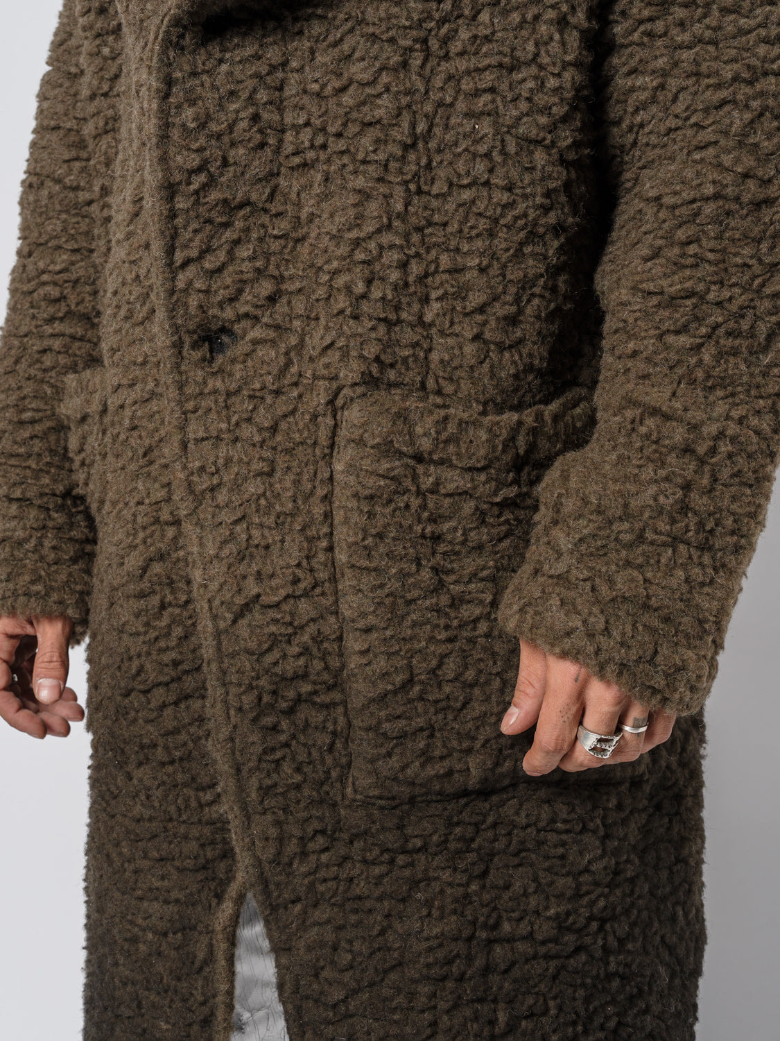 Hooded Bouclé Long Coat