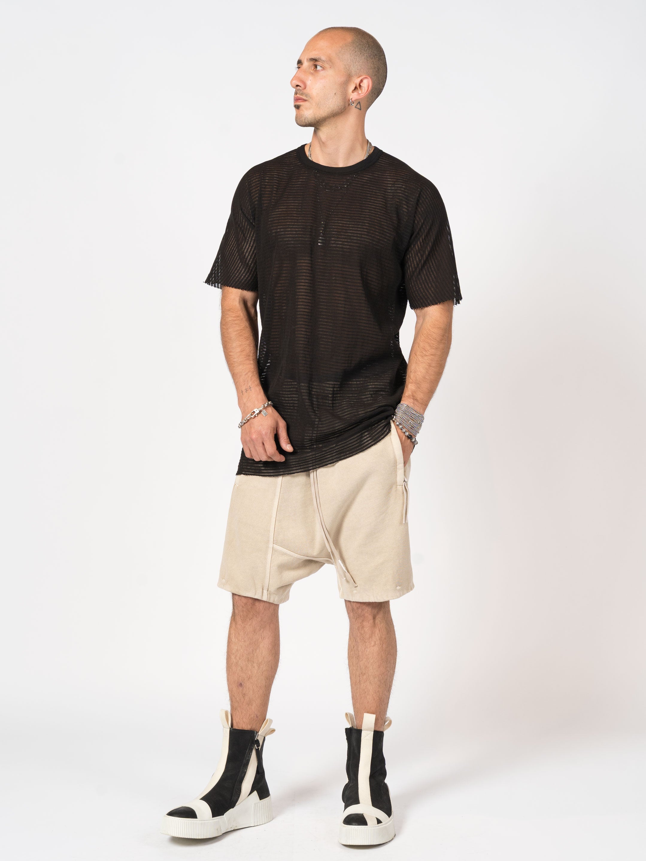 Sheer Knit T-Shirt in Cashmere Blend