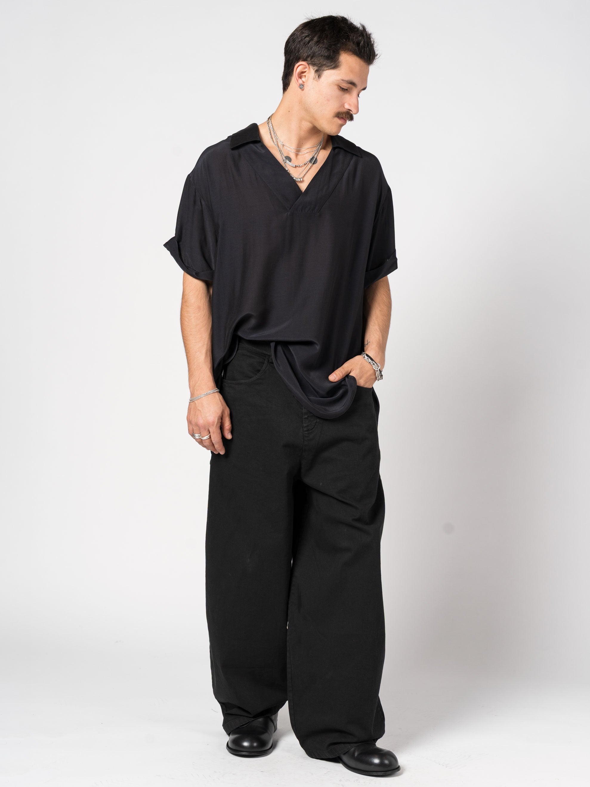 Wide-Leg Pleated Trousers