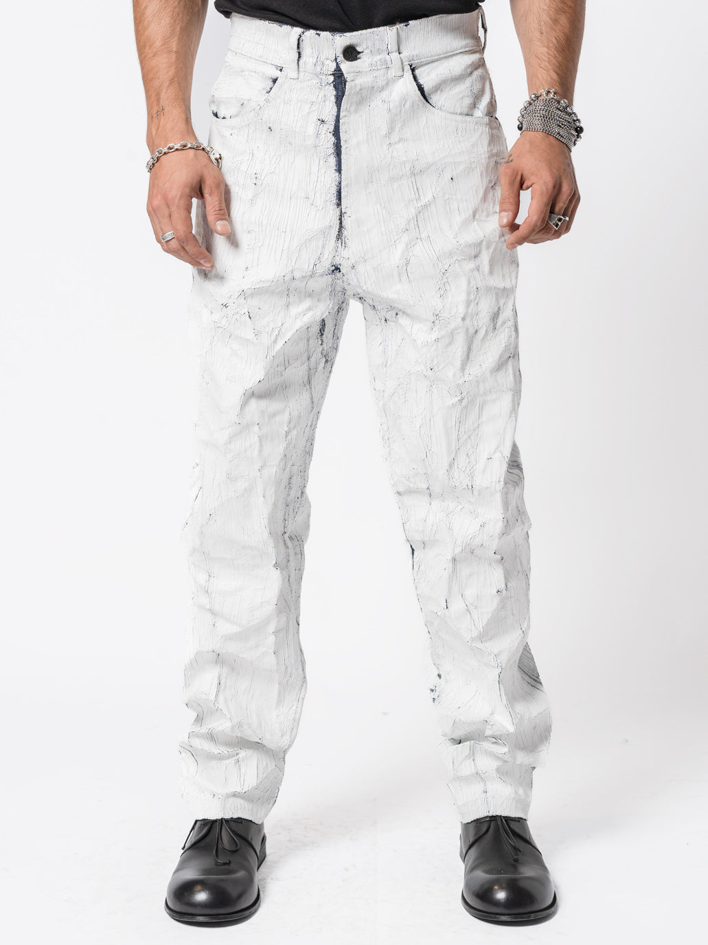 Cracked-Effect Paint Jeans