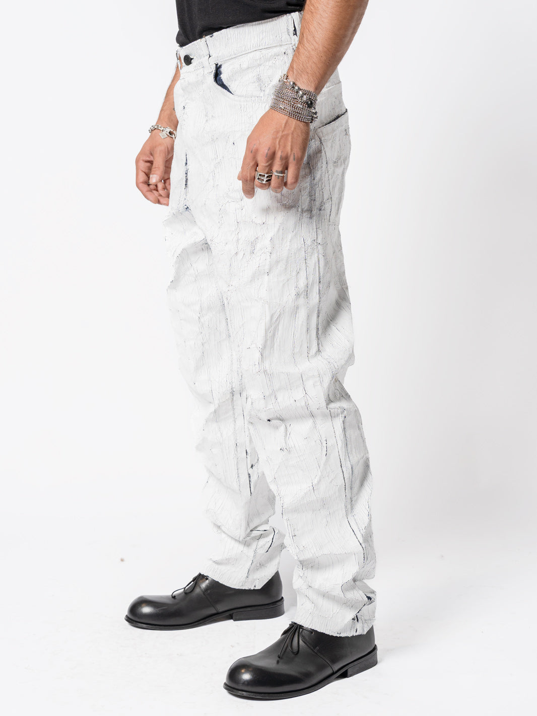 Cracked-Effect Paint Jeans