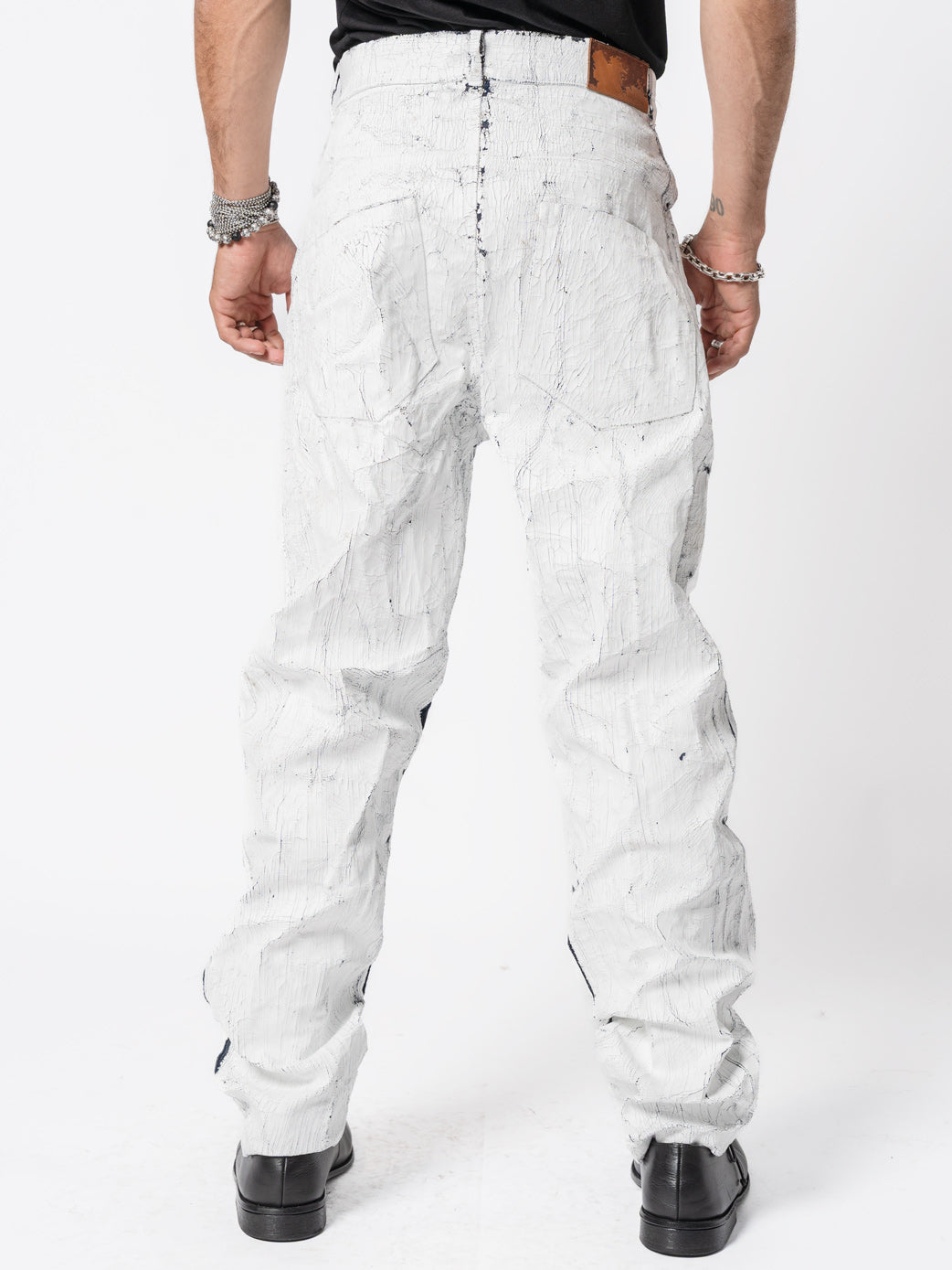Cracked-Effect Paint Jeans