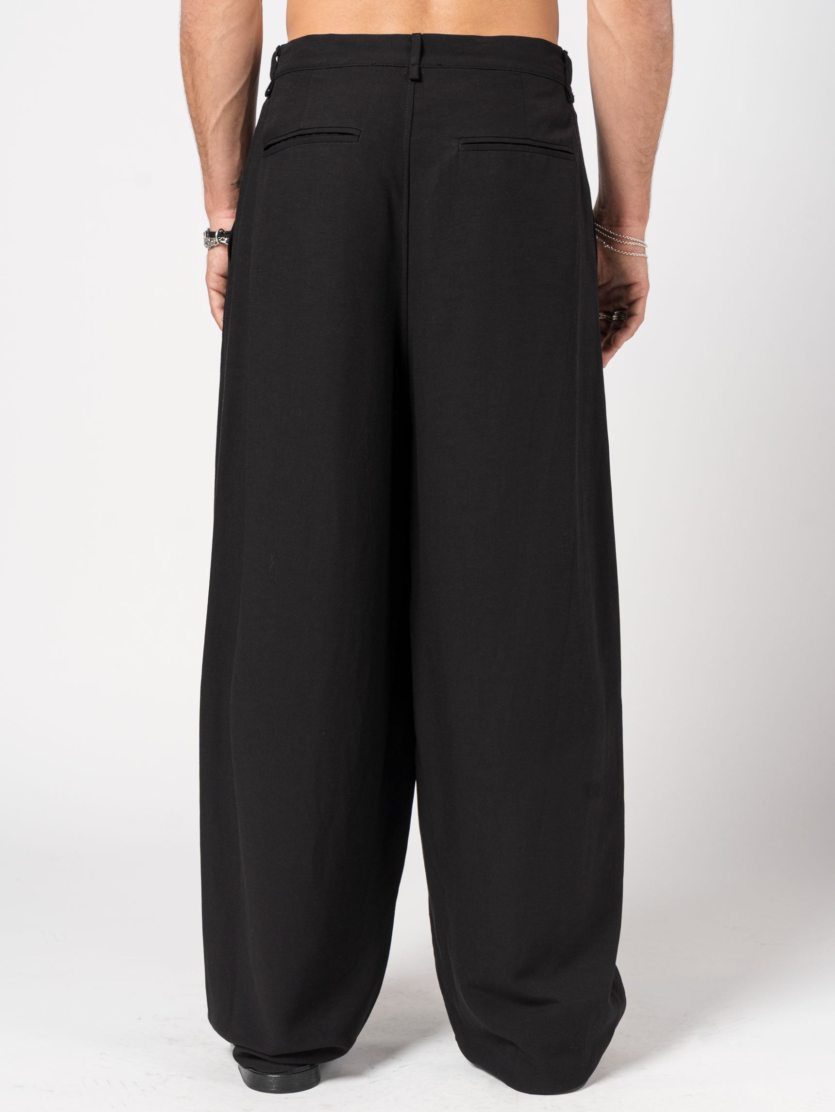 Wide-Leg Pleated Trousers