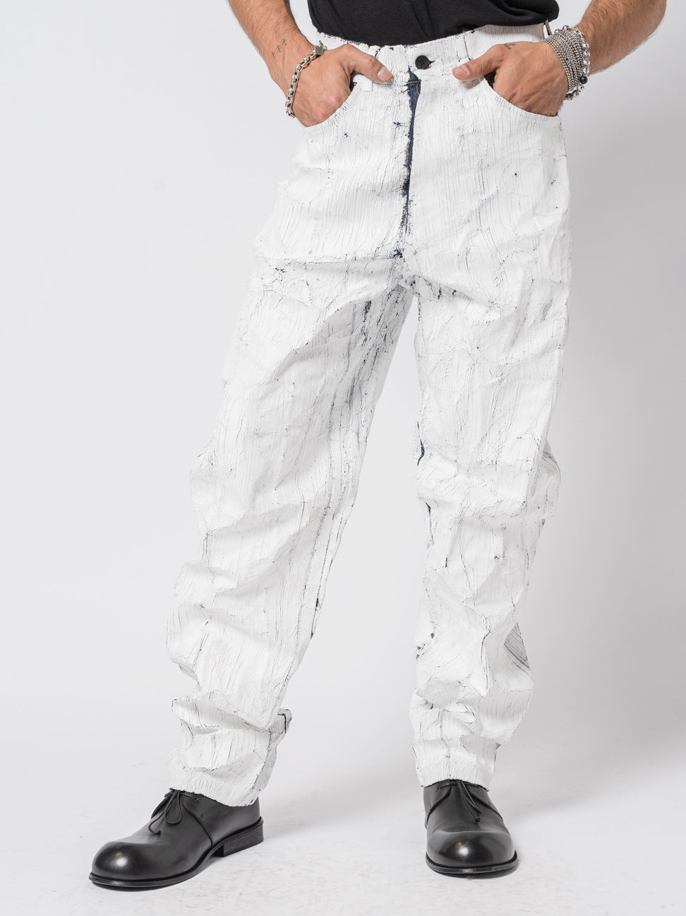 Cracked-Effect Paint Jeans