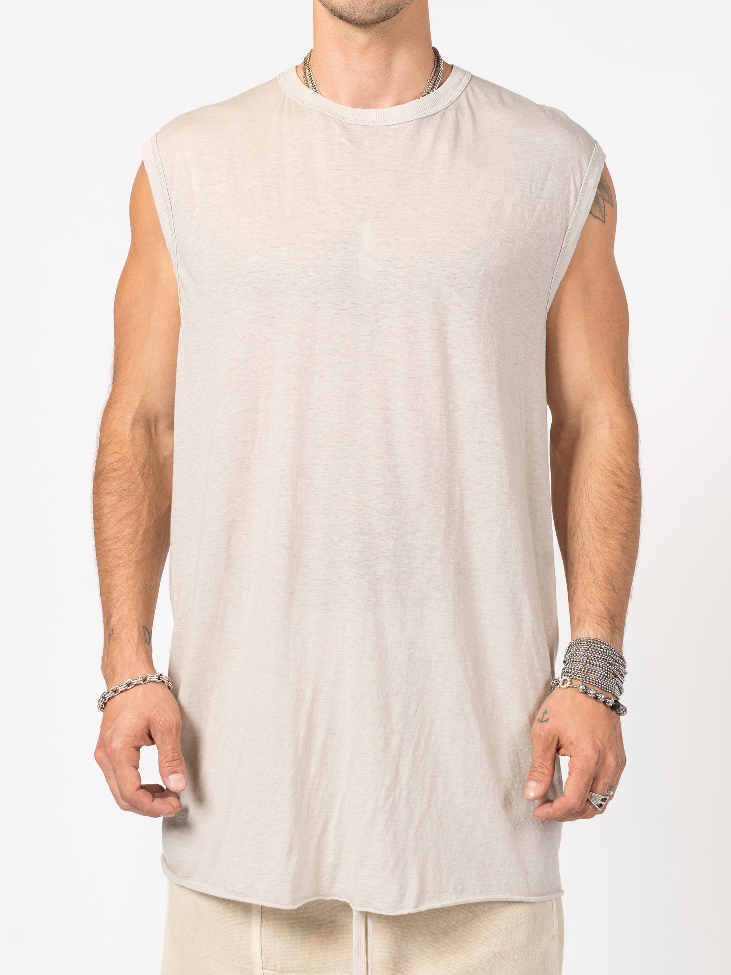 Sleeveless Top with Raw Edges
