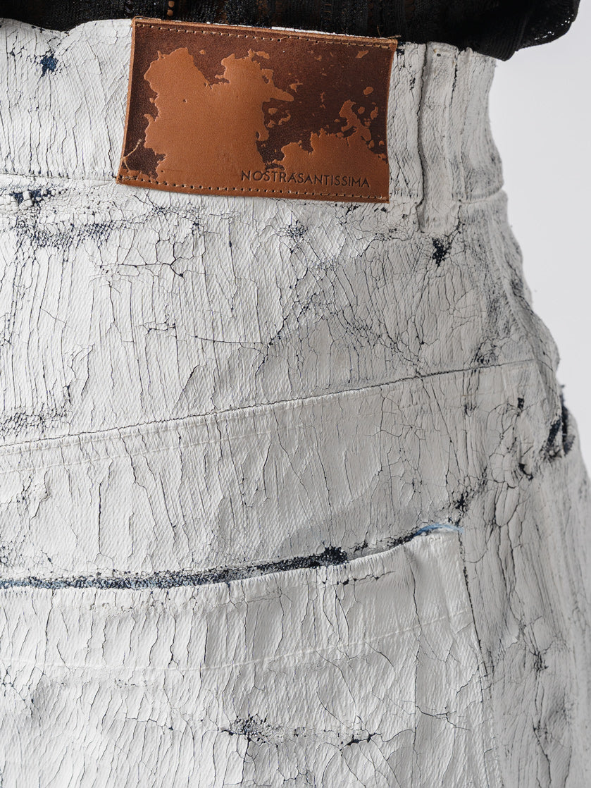 Cracked-Effect Paint Wide Leng Jeans