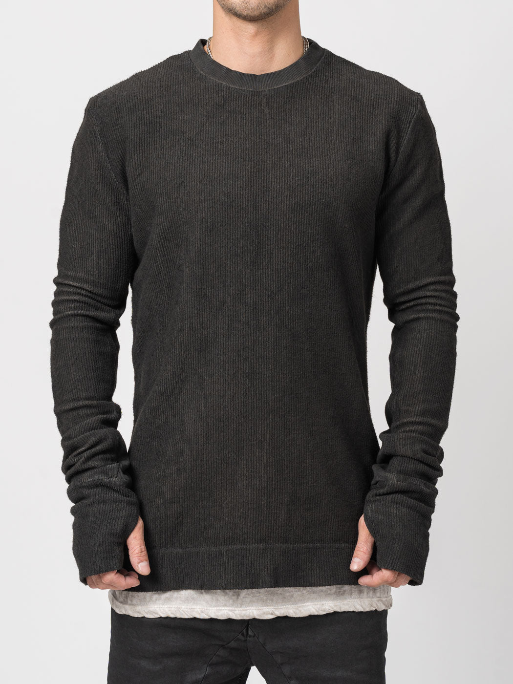 Ribbed Long-Sleeve Sweatshirt