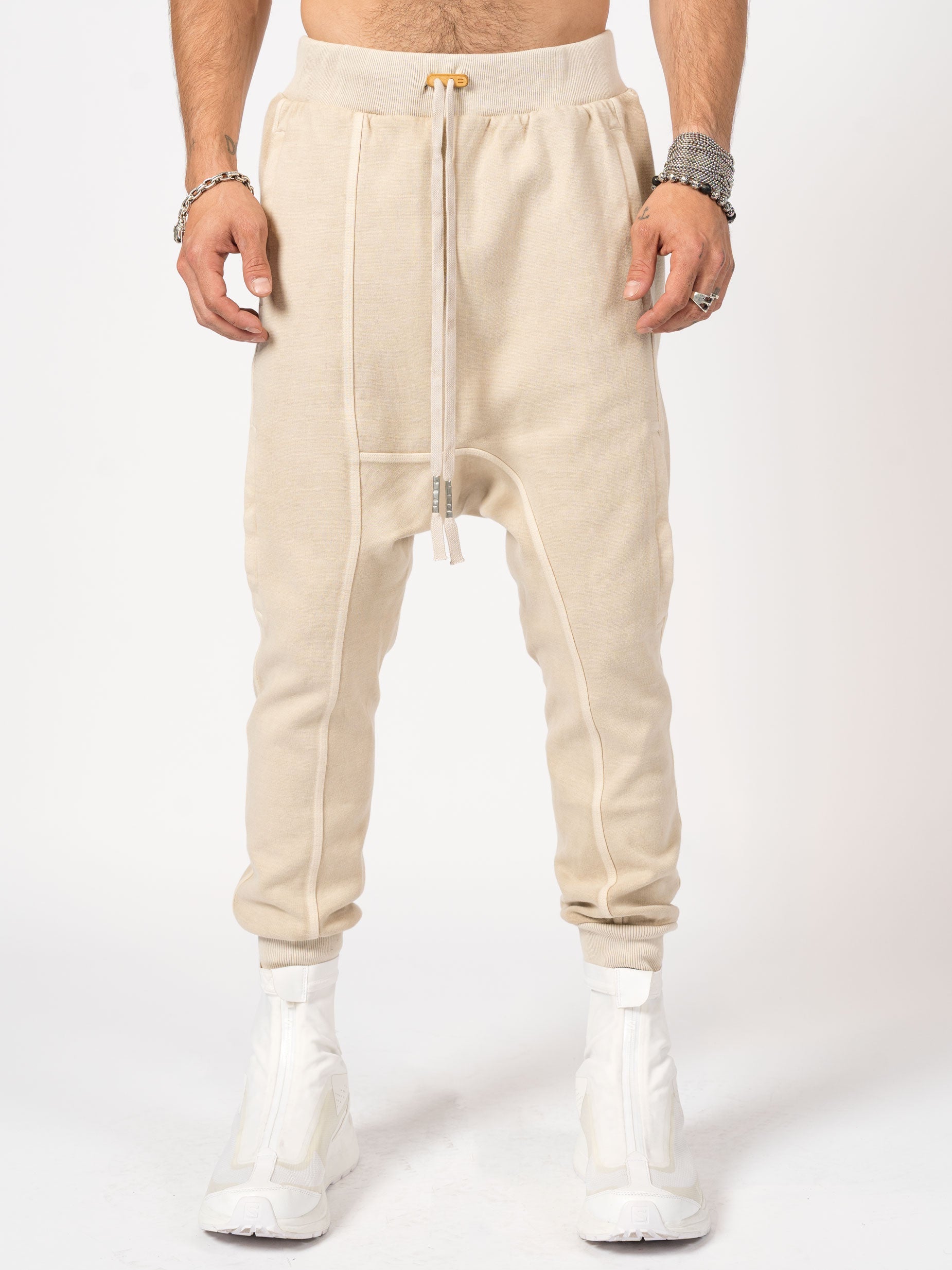 Dropped-Crotch Fleece Jogger Pants