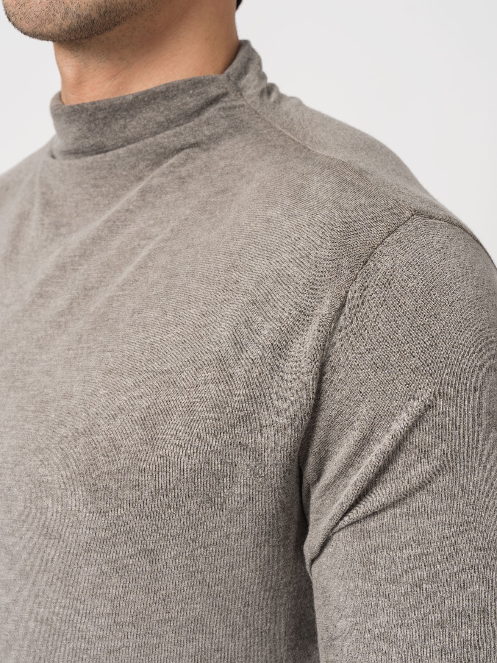 High-Neck Modal-Cashmere Blend T-Shirt