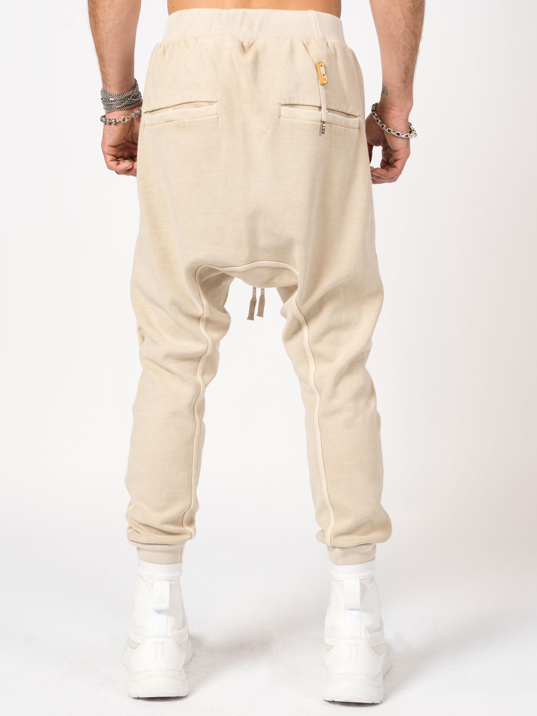 Dropped-Crotch Fleece Jogger Pants