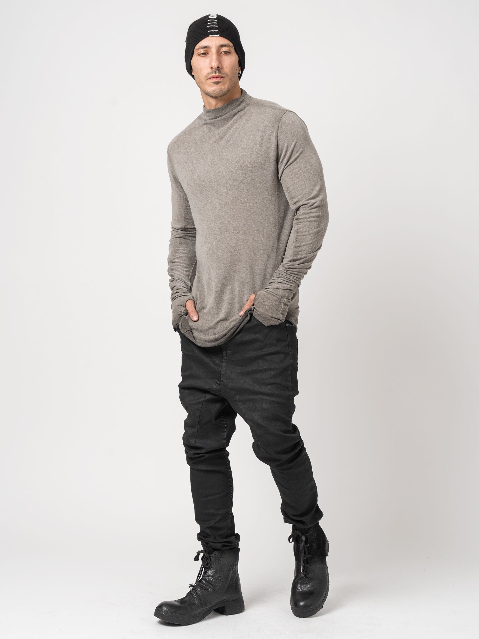 High-Neck Modal-Cashmere Blend T-Shirt