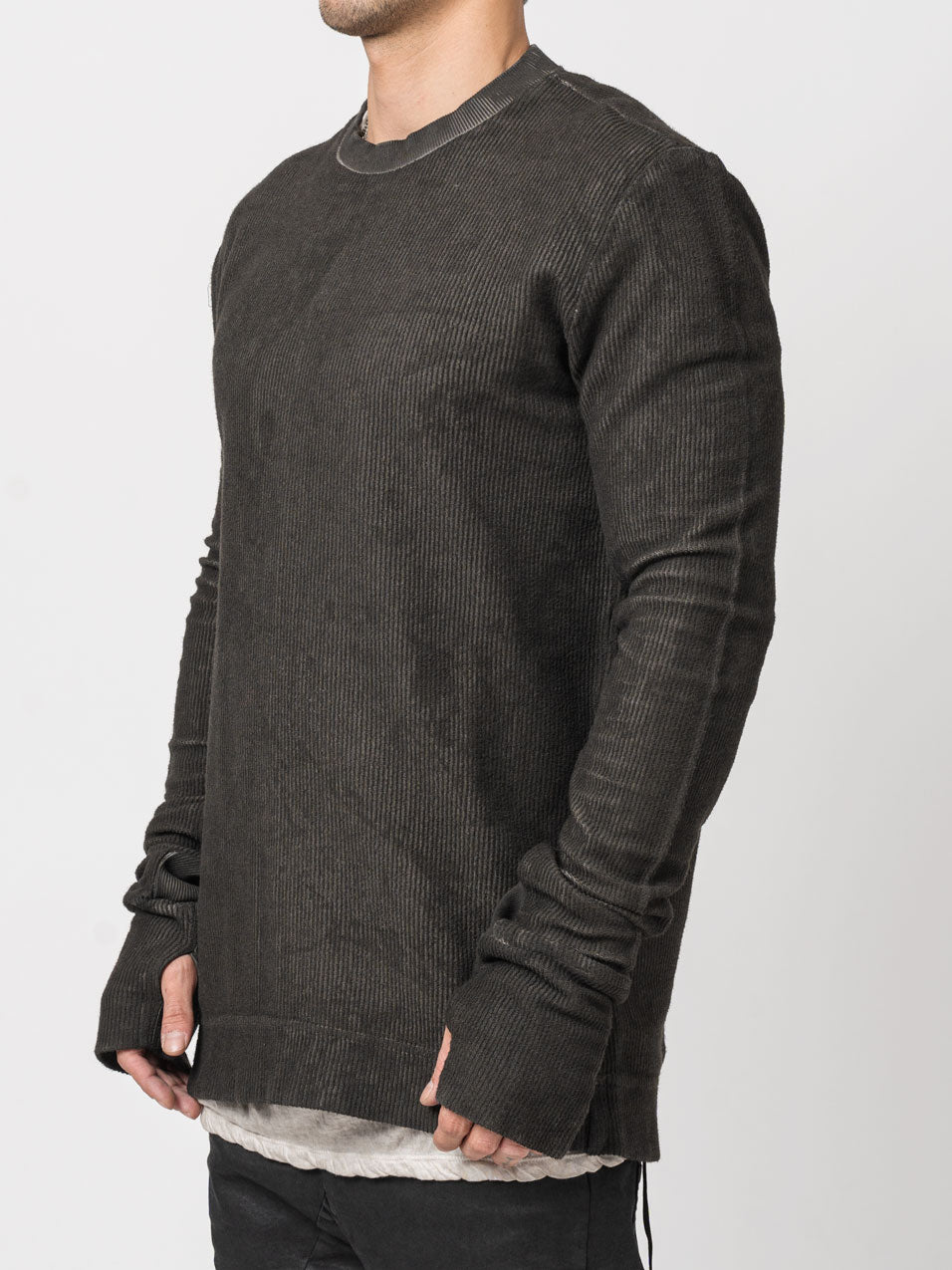 Ribbed Long-Sleeve Sweatshirt