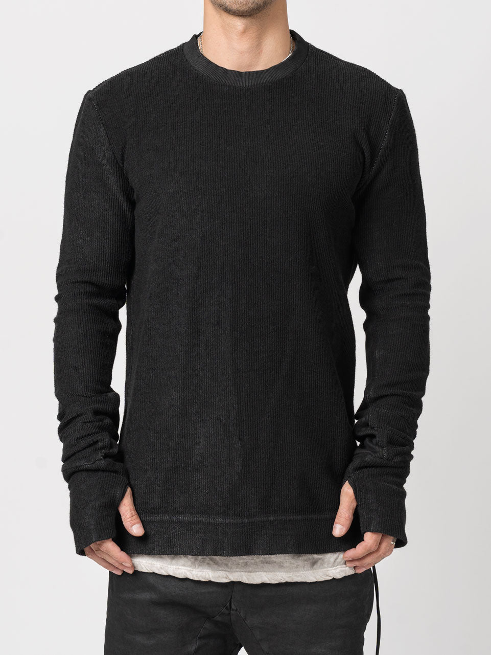 Ribbed Long-Sleeve Sweatshirt