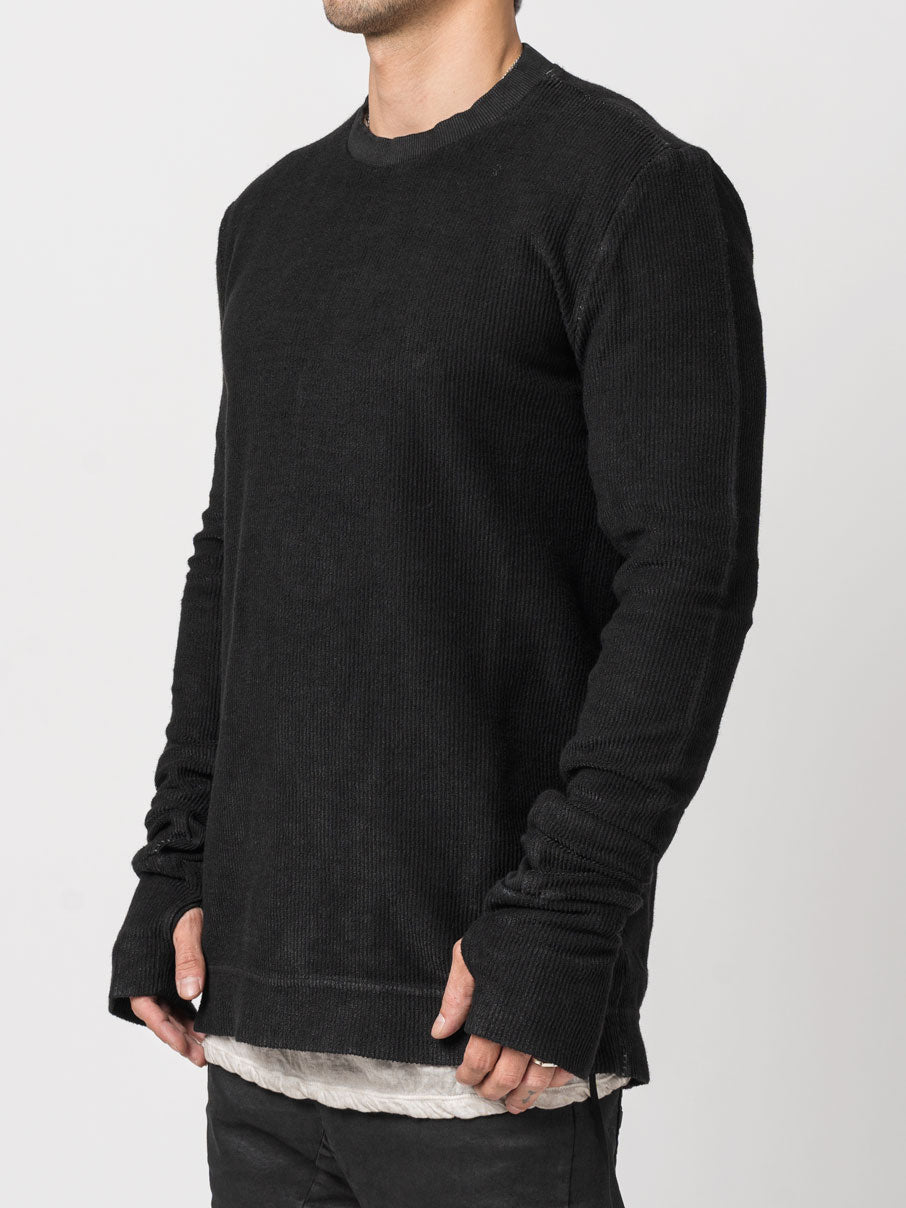 Ribbed Long-Sleeve Sweatshirt