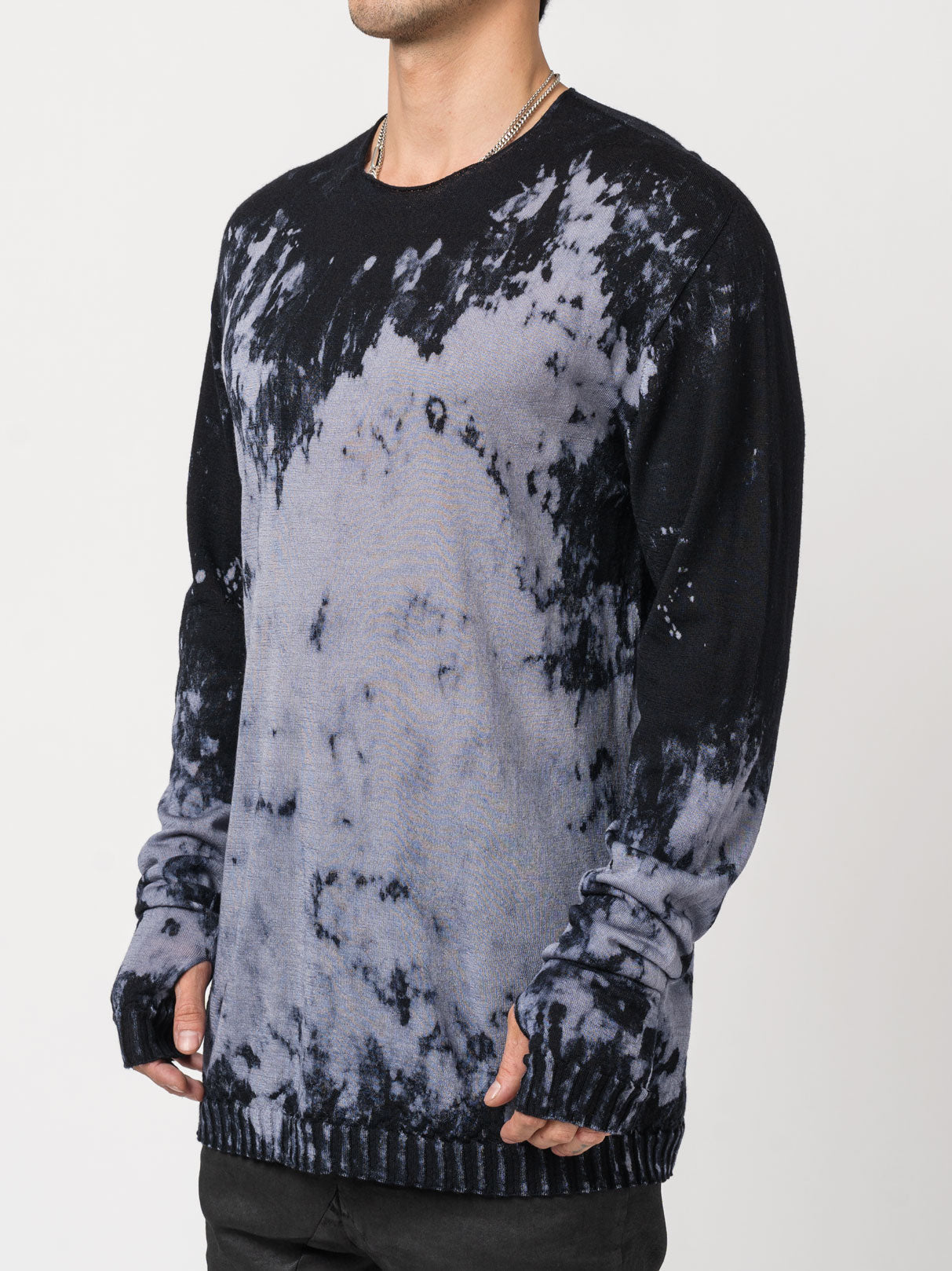 Brush Effect Thin Wool Sweater