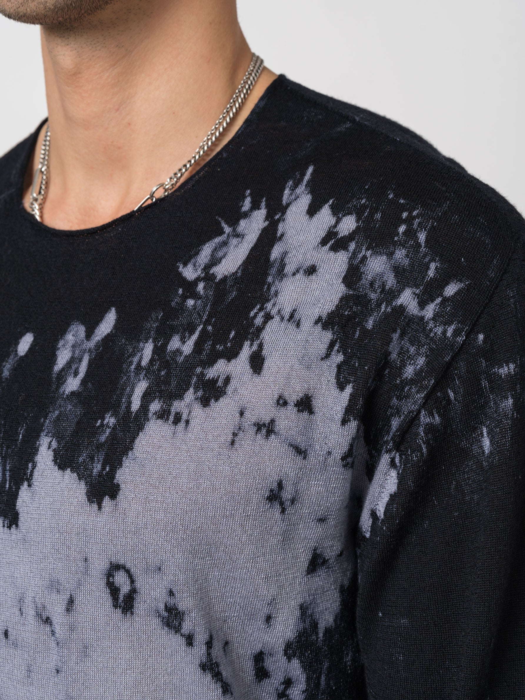 Brush Effect Thin Wool Sweater