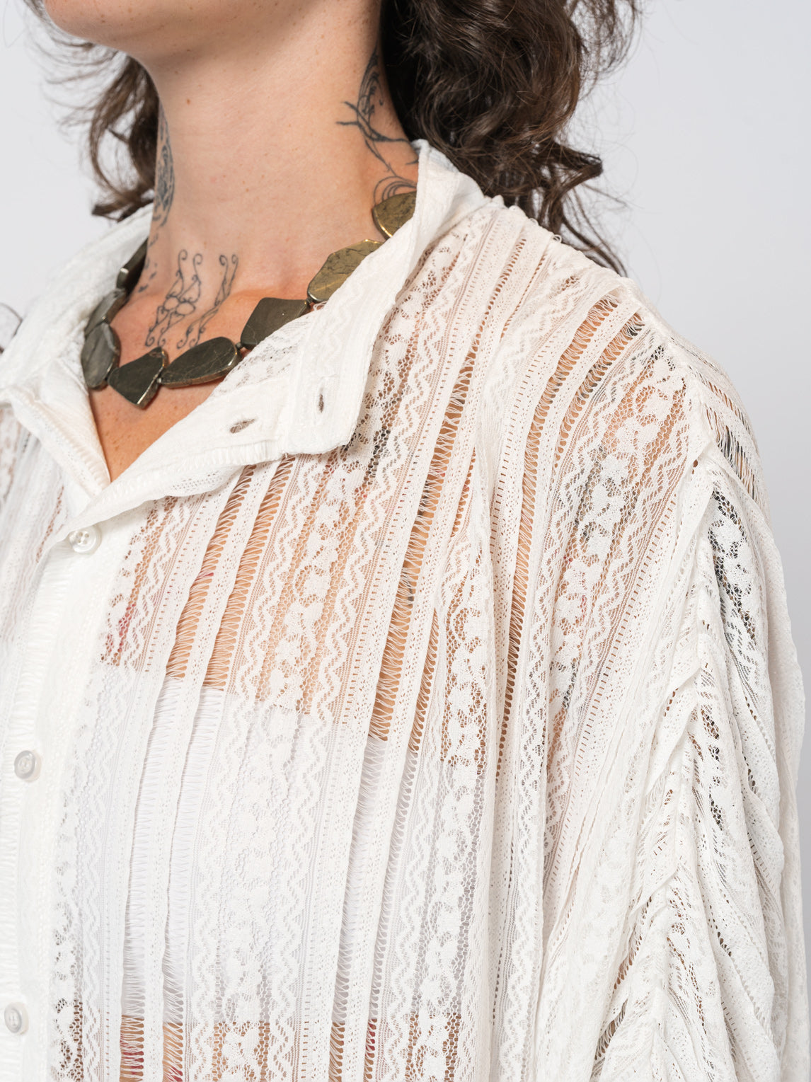 Lace Button-Up Shirt
