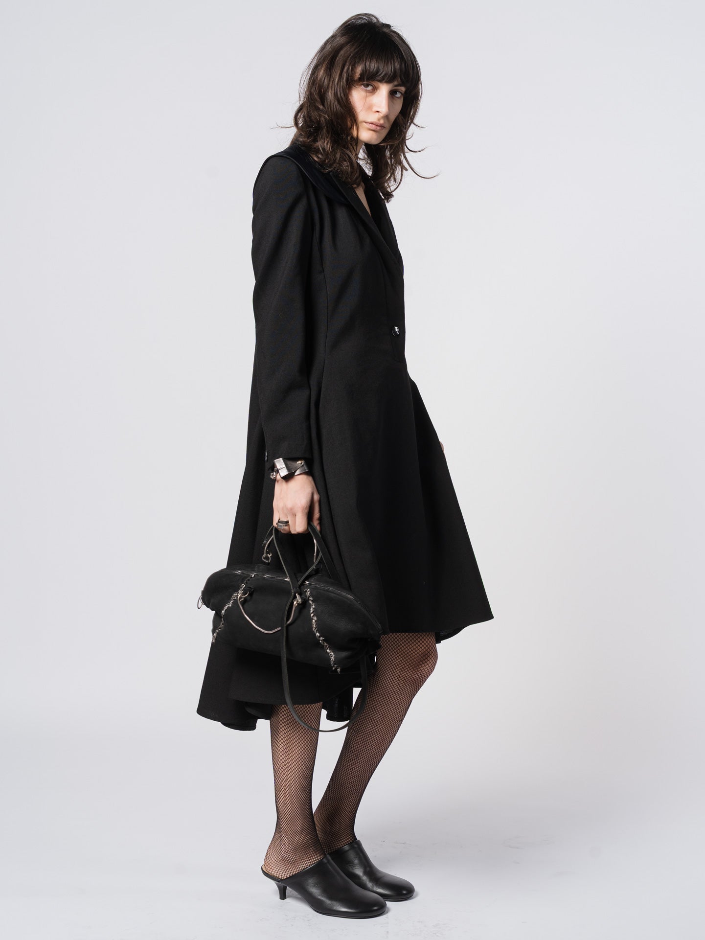 Wool and Mikado Satin Tailored Dress