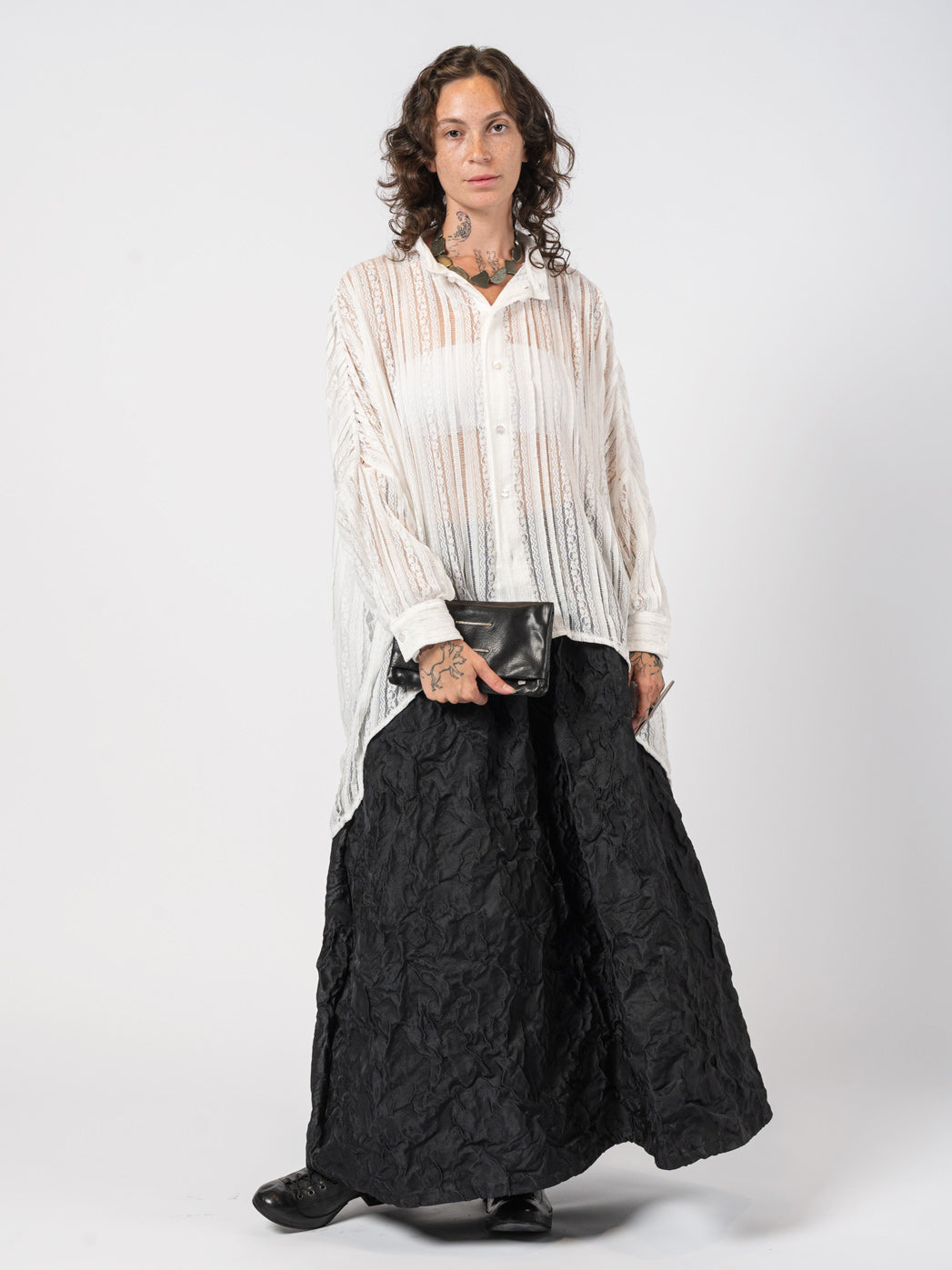 Lace Button-Up Shirt