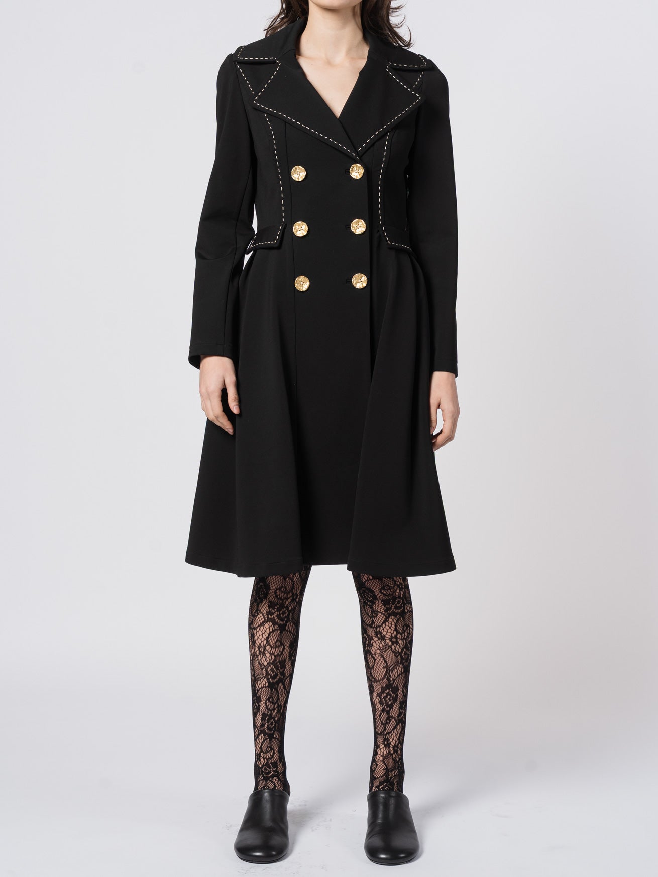 Tailored Double-Breasted Long Coat