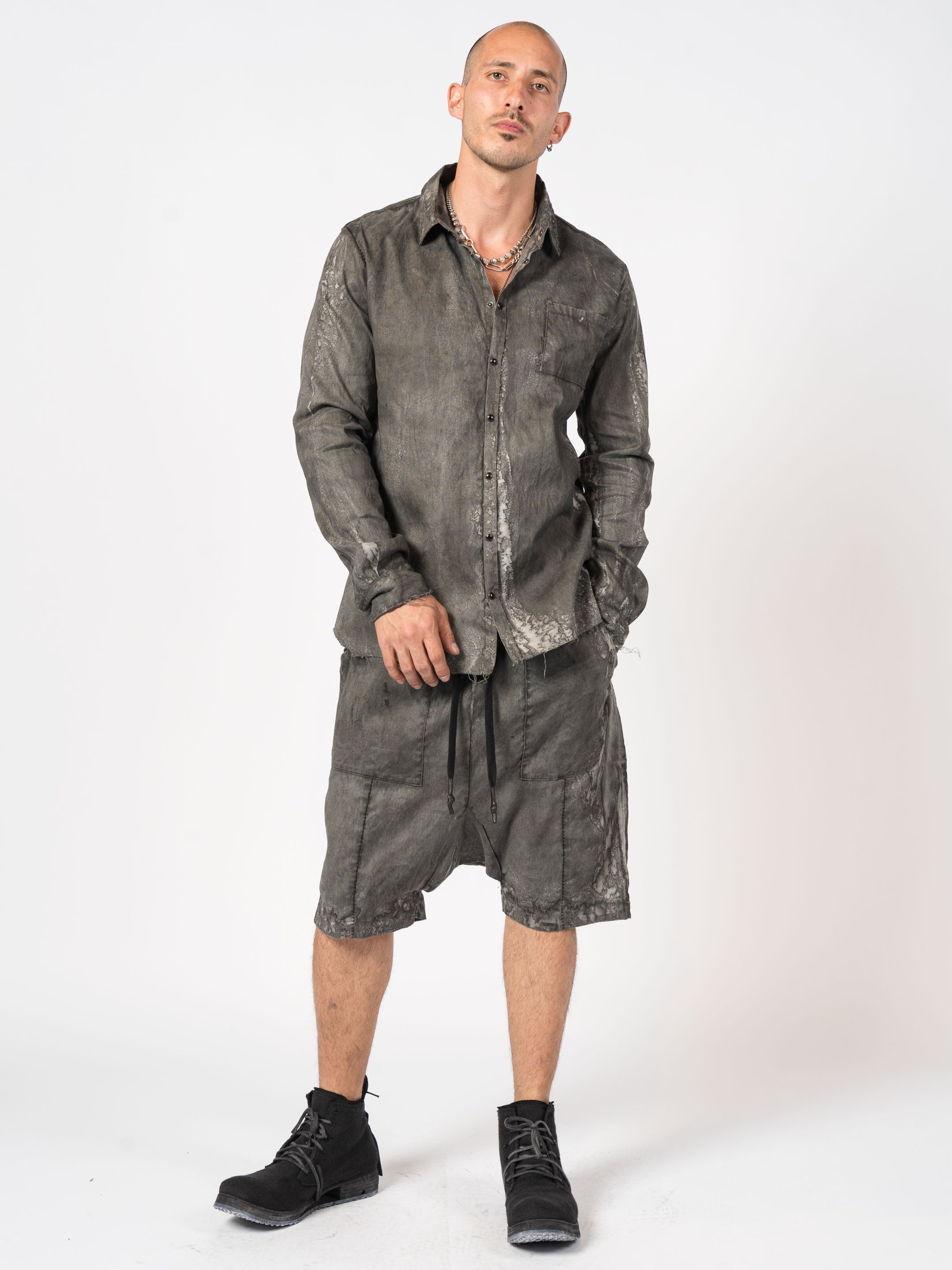 Distressed Linen Blend Shirt