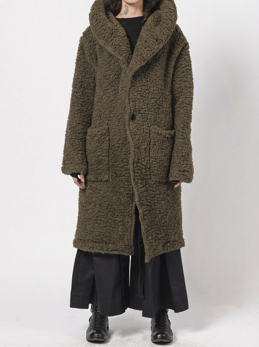 Wool-Blend Hooded Coat