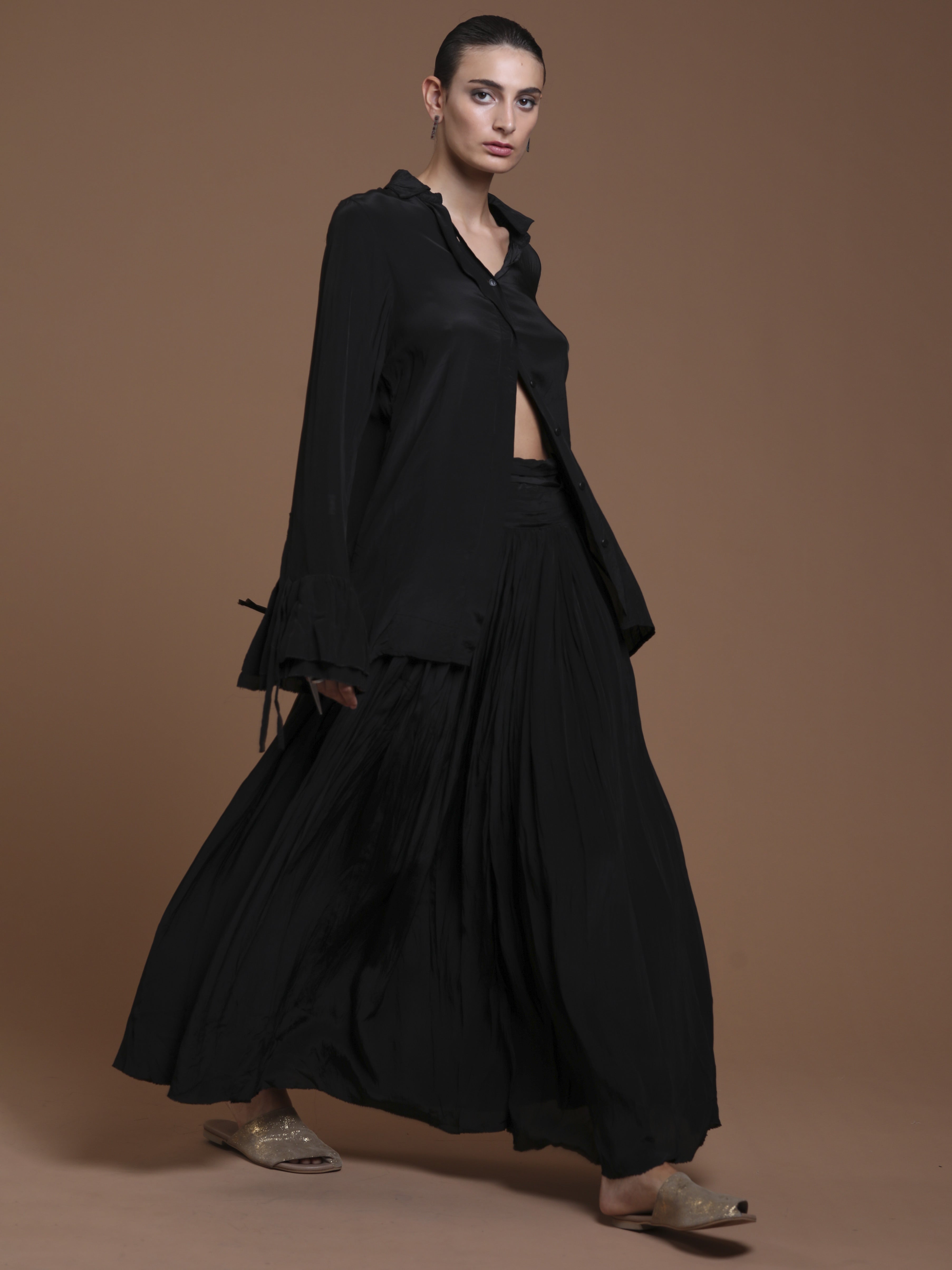 Gathered Viscose Maxi Skirt - INN7