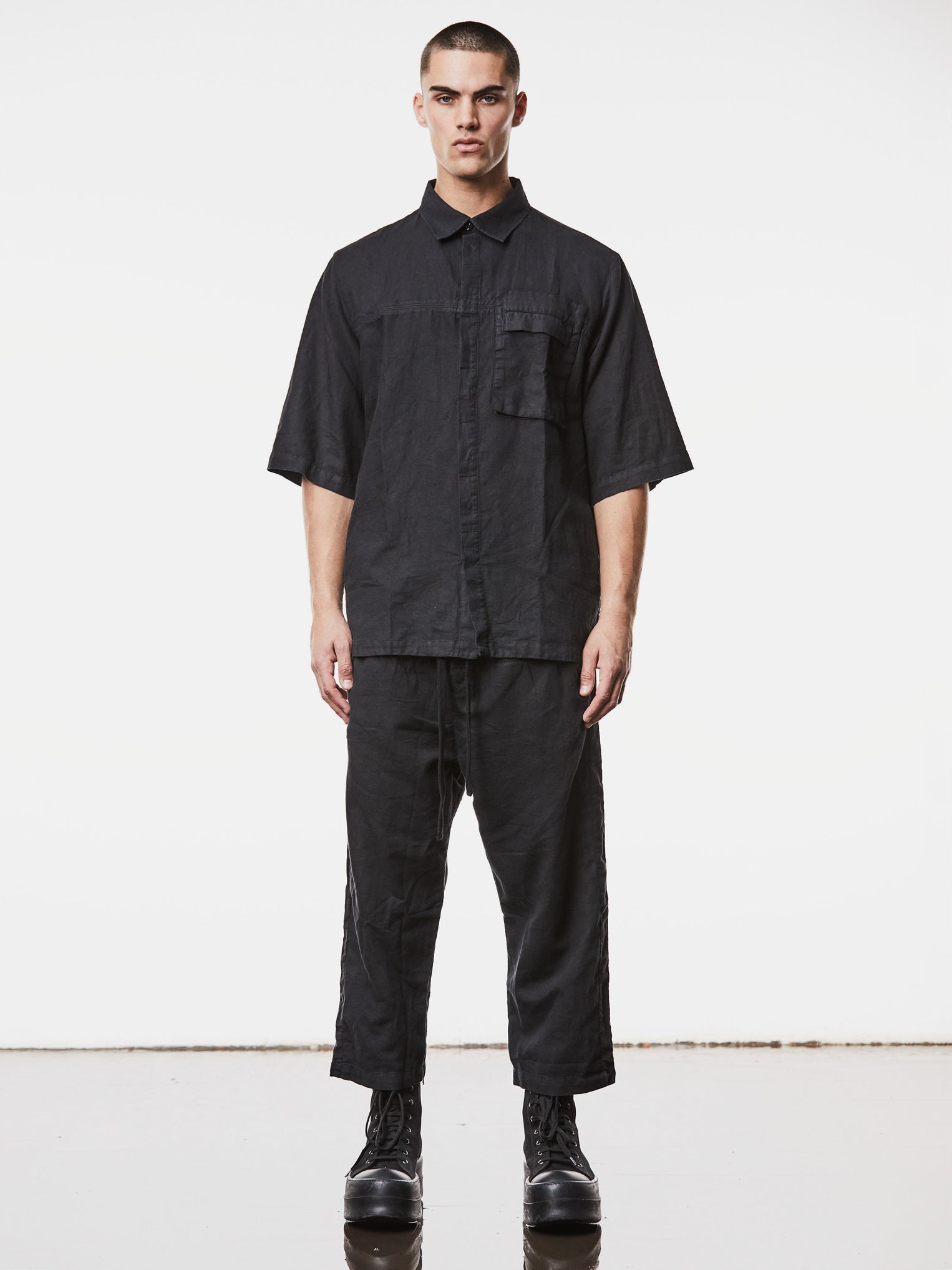 Washed Woven Linen Shirt