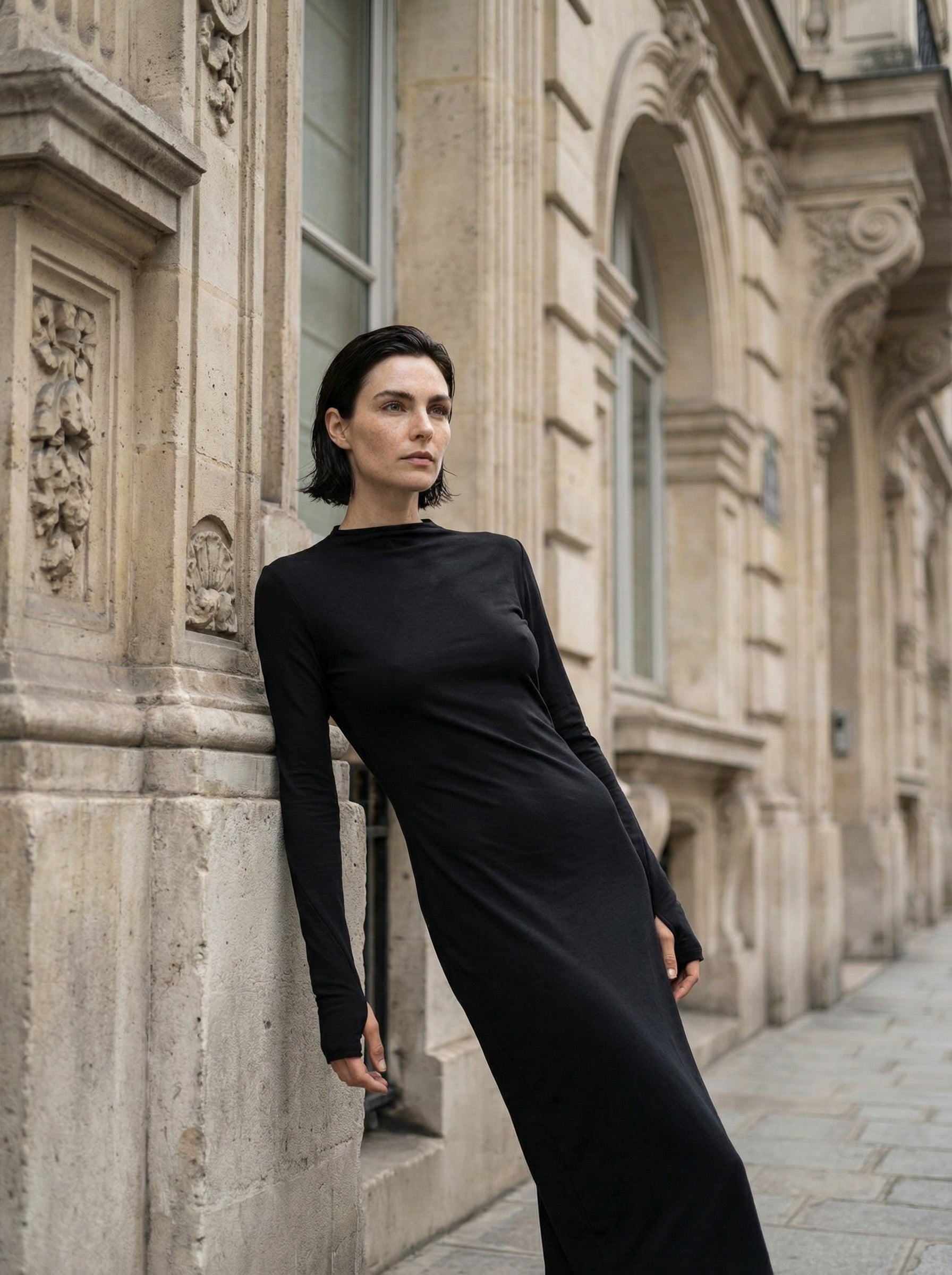 Minimalist Long Sleeve Midi Dress