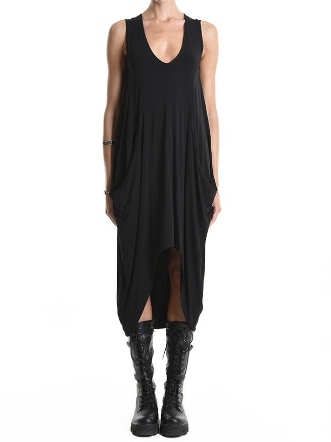 Asymmetric Dress with Side Pockets - by LA HAINE INSIDE US