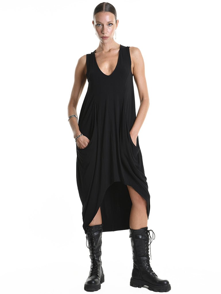 Asymmetric Dress with Side Pockets - by LA HAINE INSIDE US