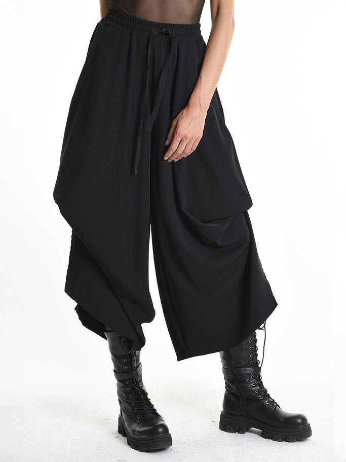 Asymmetric Trousers with Drawstring - by LA HAINE INSIDE US