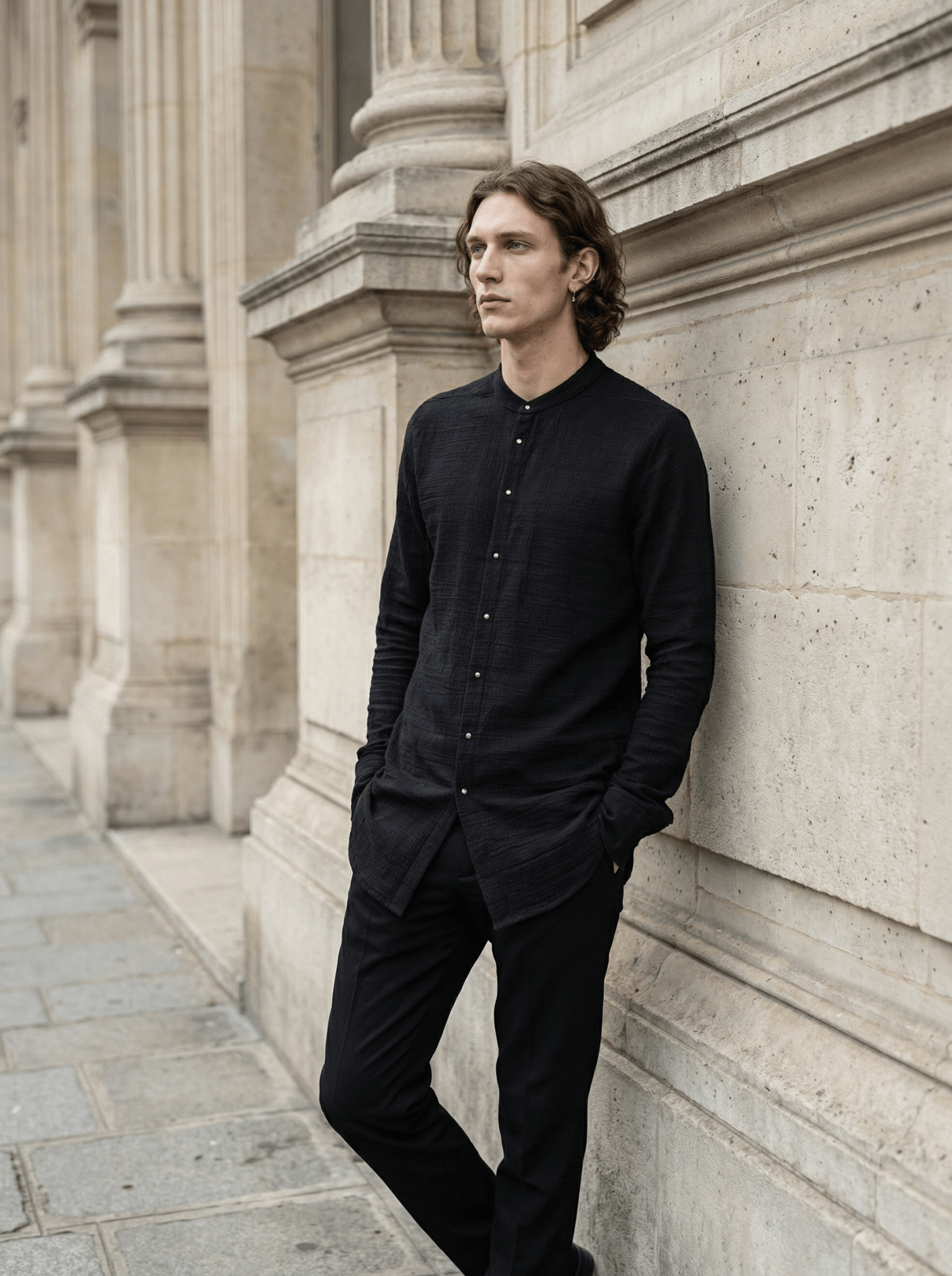 Dandy Micro Ondes Organic Cotton Overshirt — Black - by Isaac Sellam