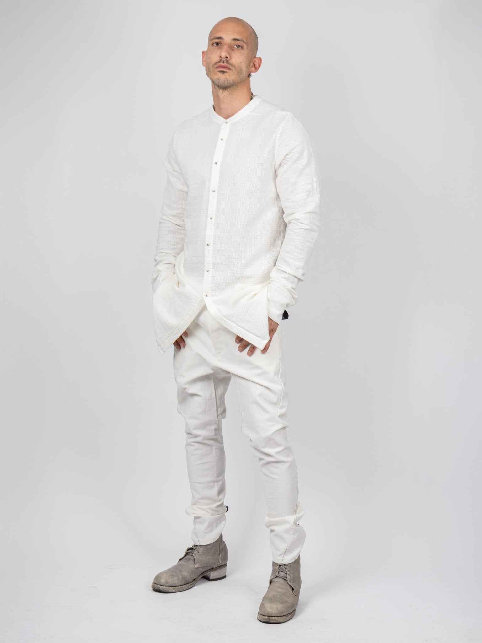 Dandy Micro Ondes Organic Cotton Overshirt — White - by Isaac Sellam