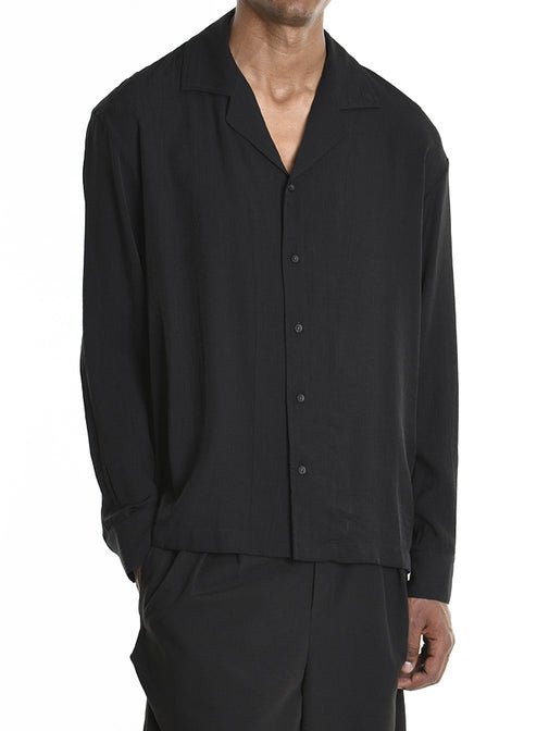 Embossed Rayon Open - Collar Shirt - by LA HAINE INSIDE US