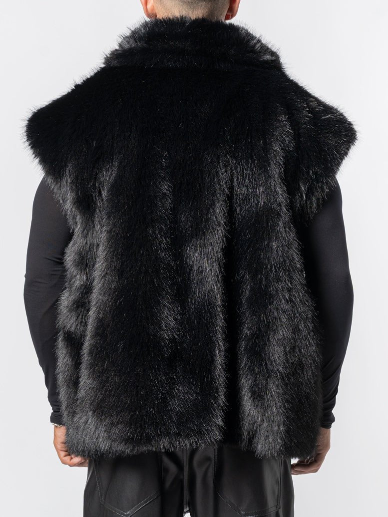 Nostra Santissima faux fur vest collar and zip closure detail