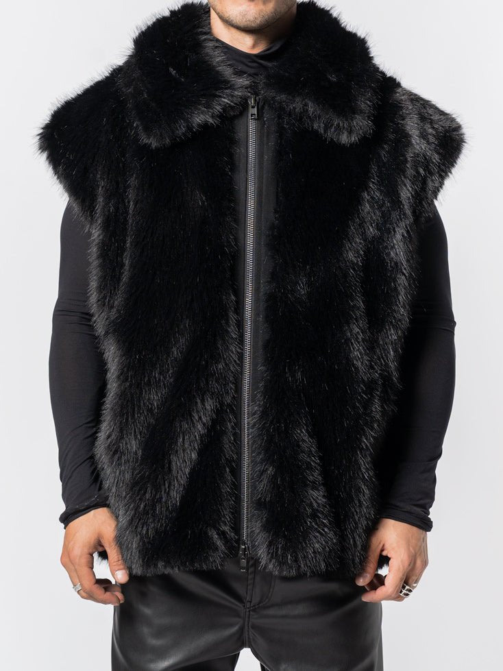 Nostra Santissima faux fur vest, dense pile texture detail, relaxed oversized fit
