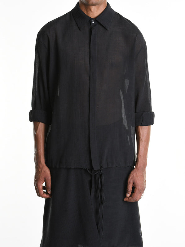 Drawstring Hem Oversized Shirt