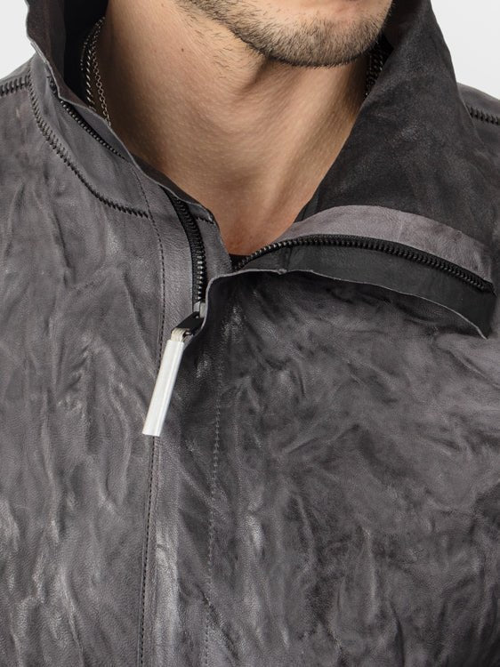 Garment - Dyed Lambskin Spine Jacket - by ISAAC SELLAM