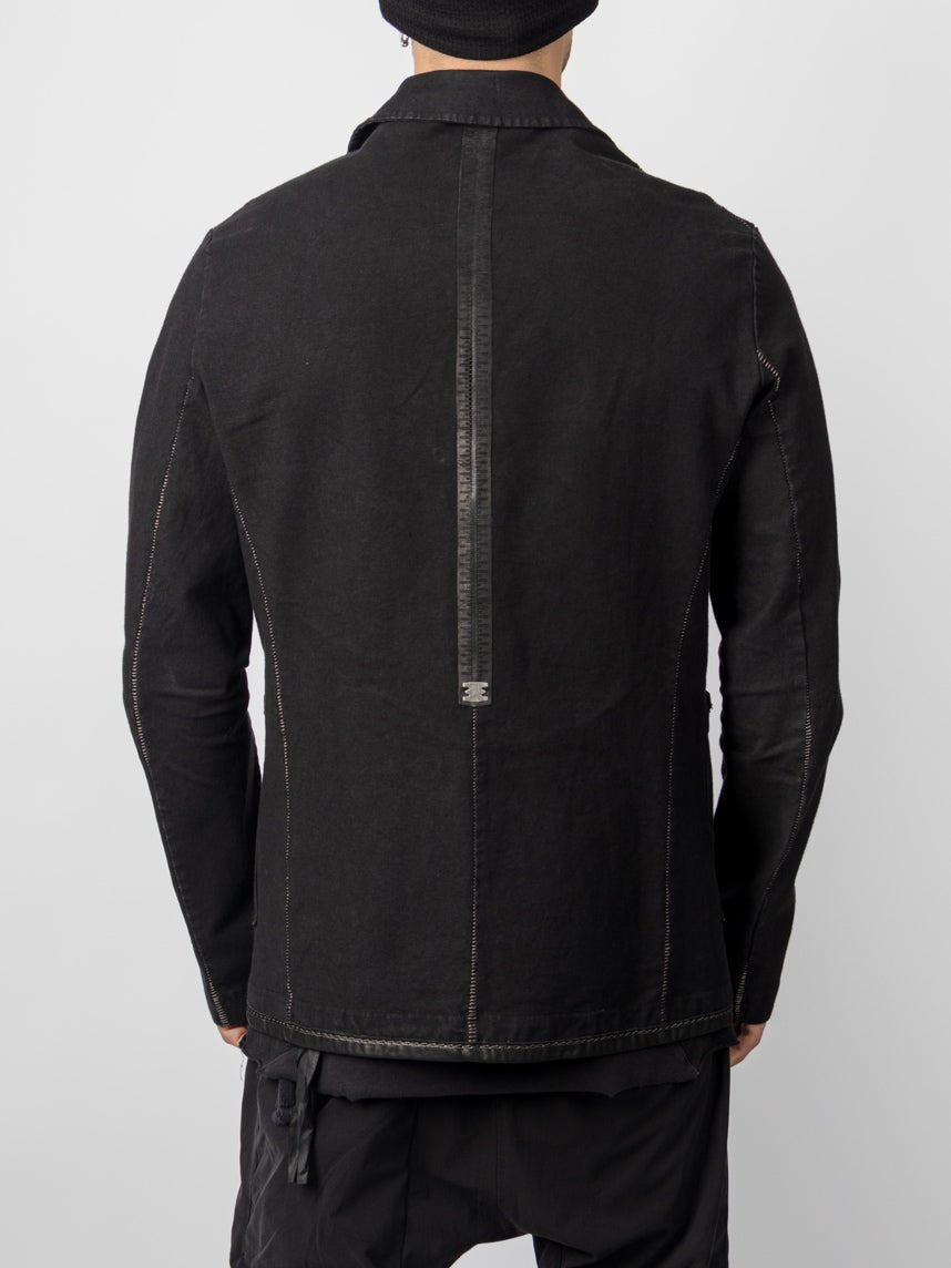 Garment - Washed Cotton Jacket with Leather Spine - by ISAAC SELLAM