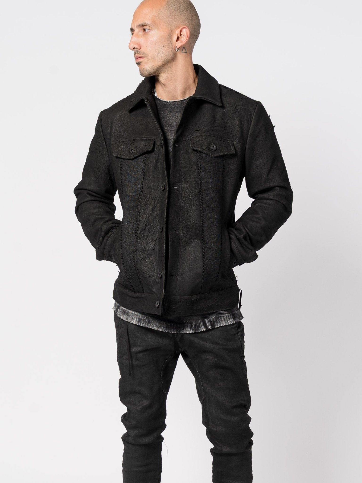 Leather and Wool Mixed - Media Jacket - by MD75