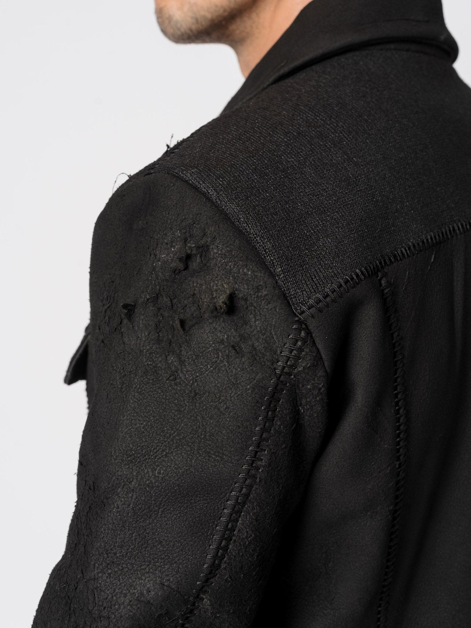 Leather and Wool Mixed - Media Jacket - by MD75