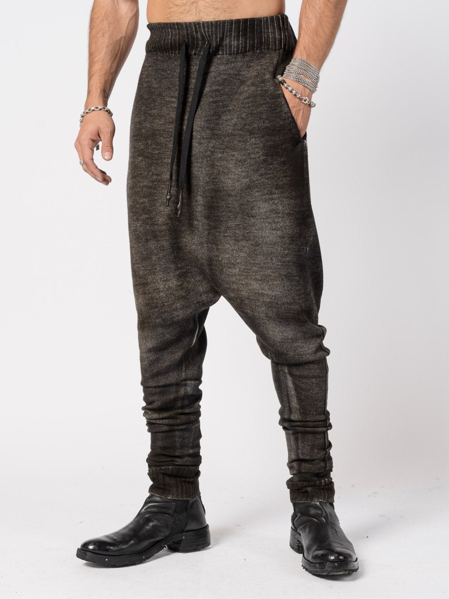Low Crotch Wool Knit Pants - by MD75