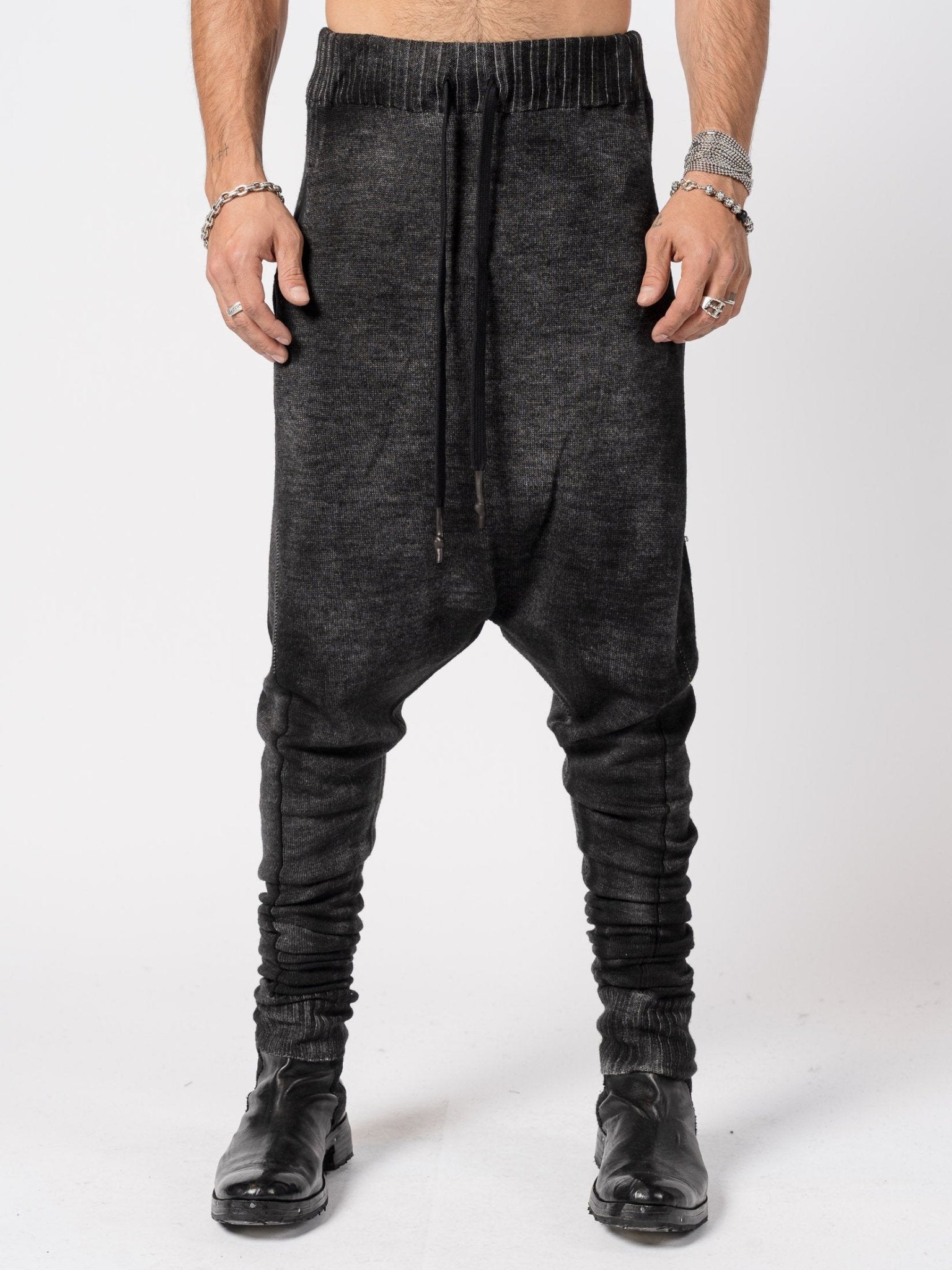 Low Crotch Wool Knit Pants - by MD75