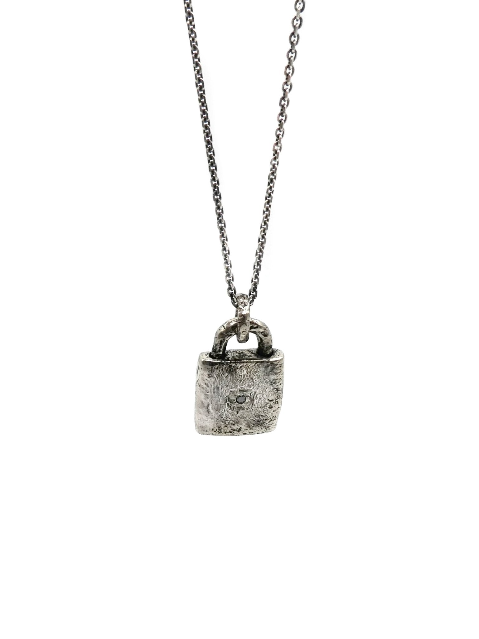 Padlock Necklace with Black Diamond - INN7