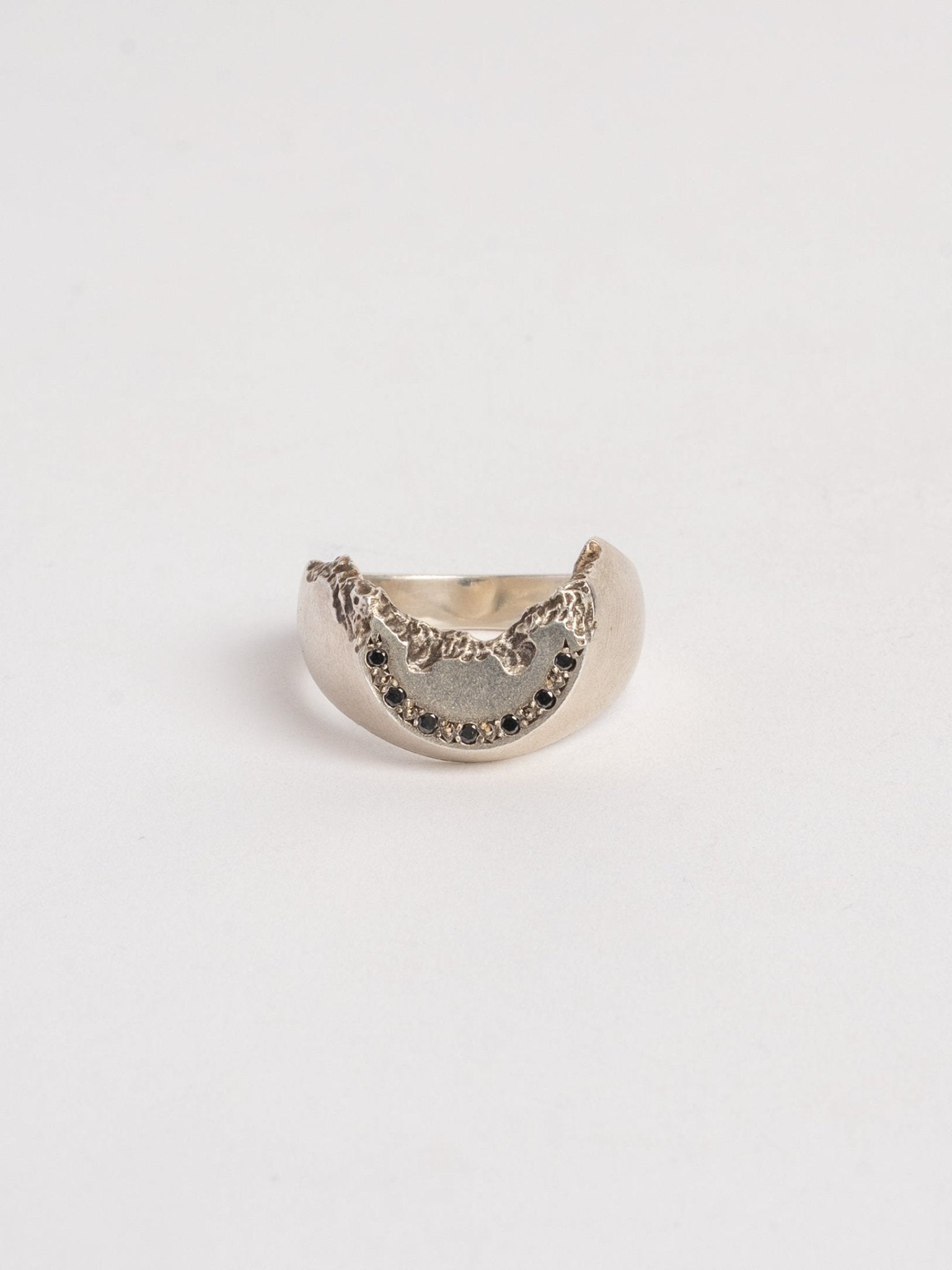Raw Crescent and Diamonds Ring - by AITO
